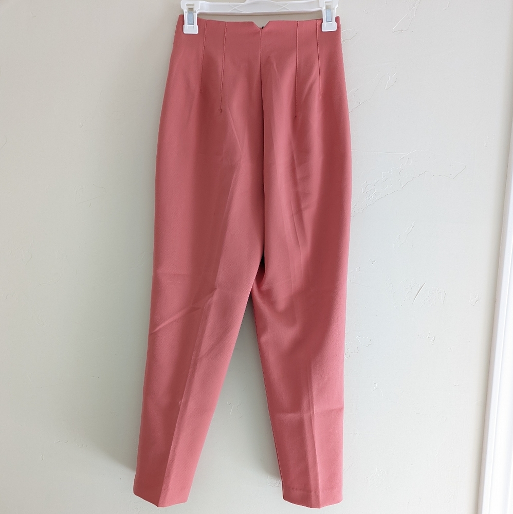 ZARA Women HIGH WAIST PANTS CORAL PINK MARSALA S - Picture 7 of 12